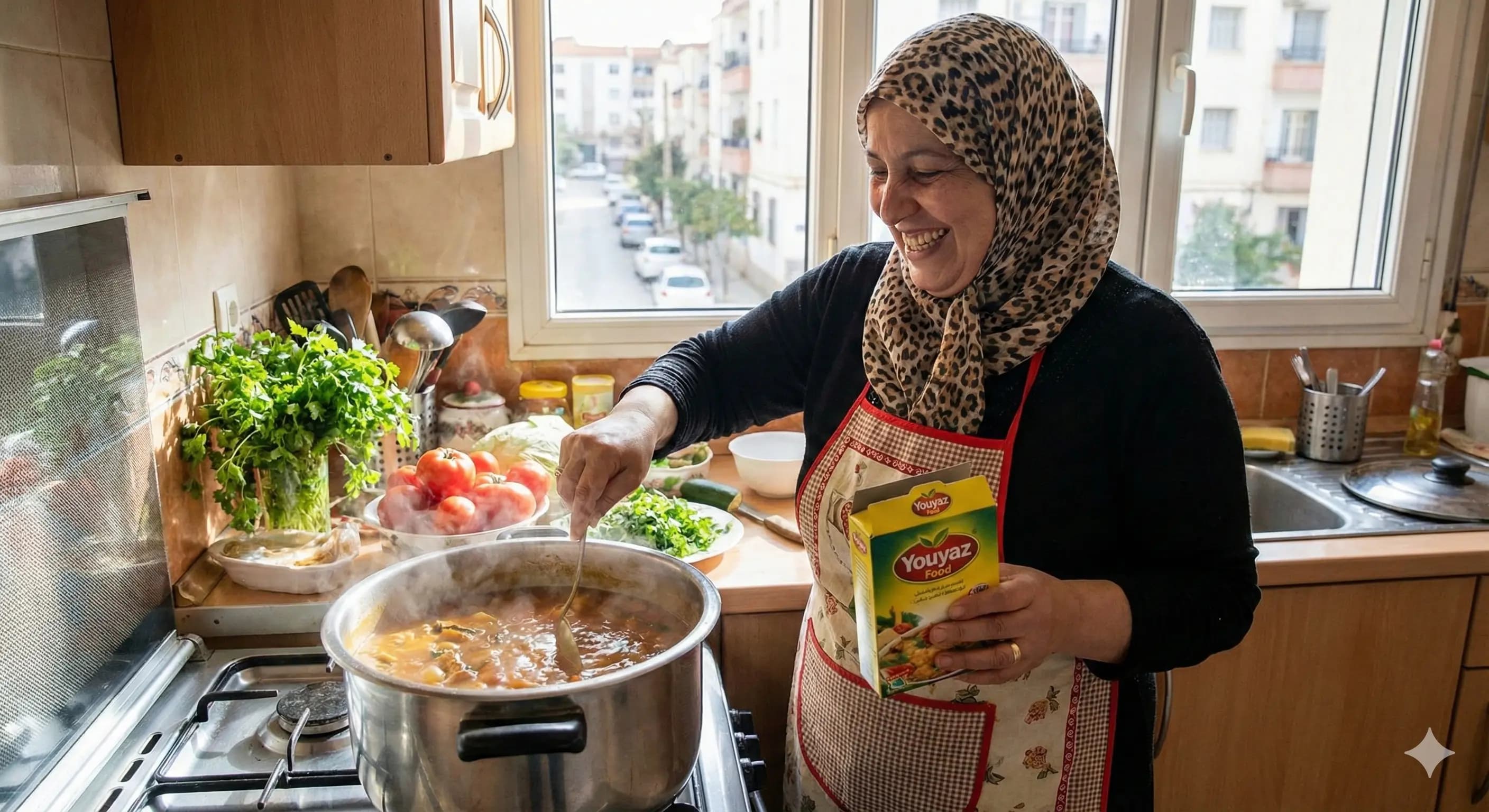 Produit Youyaz Food utilisé dans une cuisine familiale